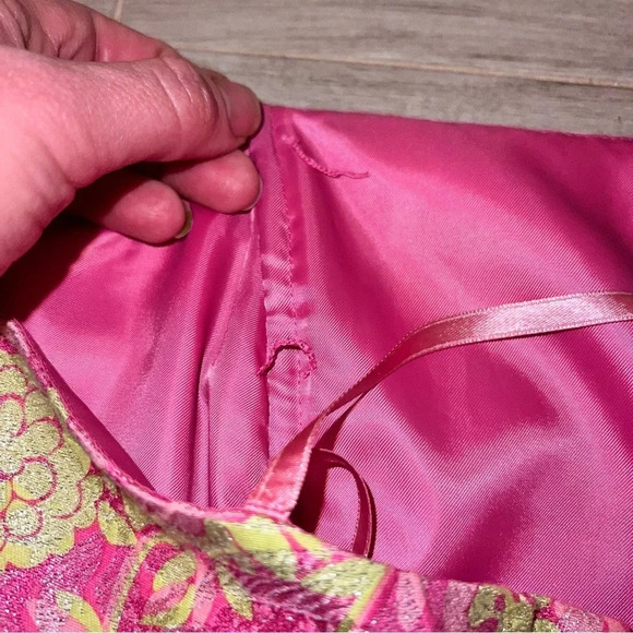Lilly Pulitzer Vintage Hot Pink Floral Natalia Jacquard Strapless Dress, size 4 - Picture 7 of 10